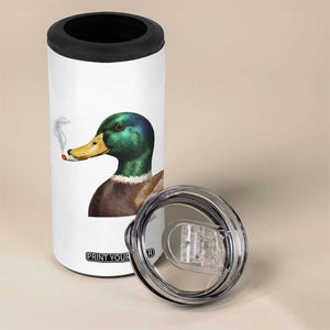 Smoking Mallard Meme Graphic 4 in 1 Can Cooler Tumbler Chaotic Funny Wild Duck Attitude Viral Internet Humor TS02 Print Your Wear