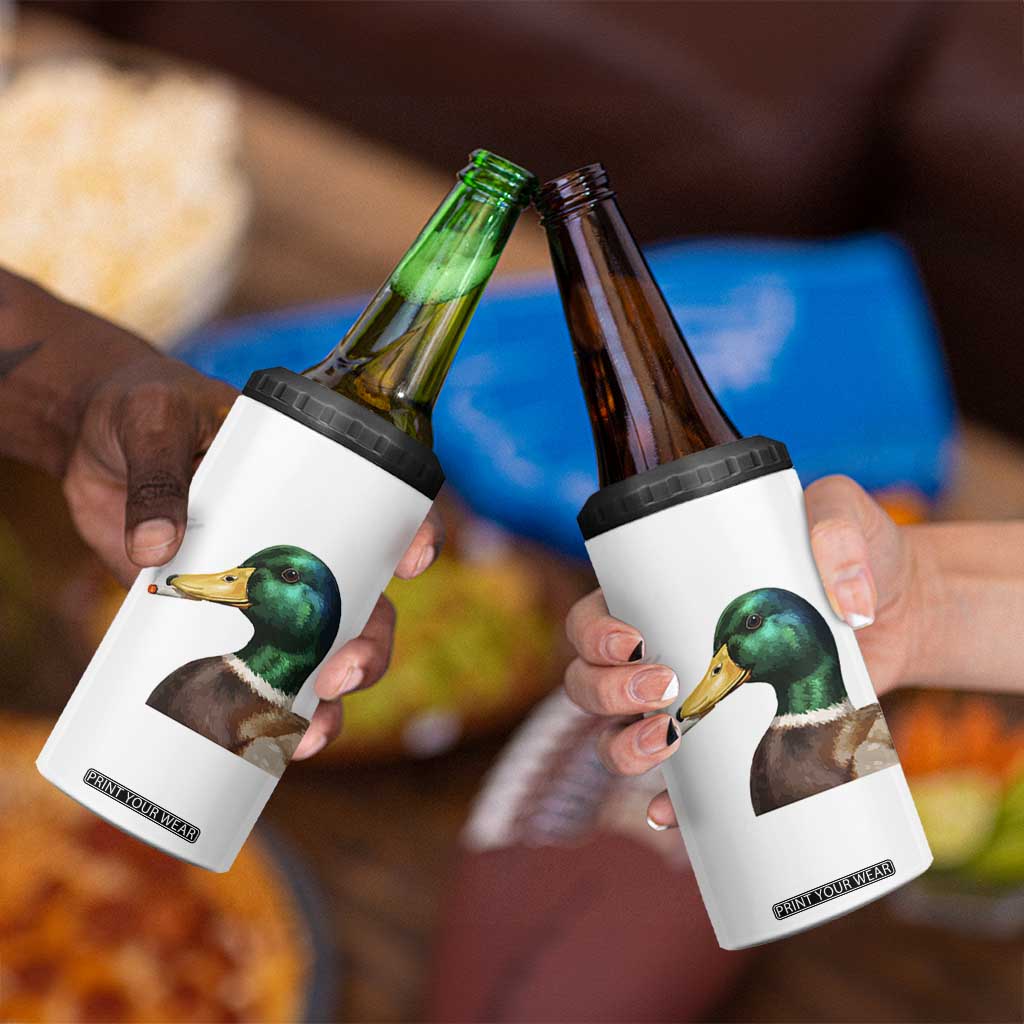 Smoking Mallard Meme Graphic 4 in 1 Can Cooler Tumbler Chaotic Funny Wild Duck Attitude Viral Internet Humor TS02 Print Your Wear