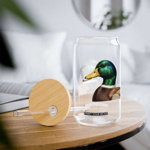 Smoking Mallard Meme Graphic Glass Can Chaotic Funny Wild Duck Attitude Viral Internet Humor TS02 Print Your Wear
