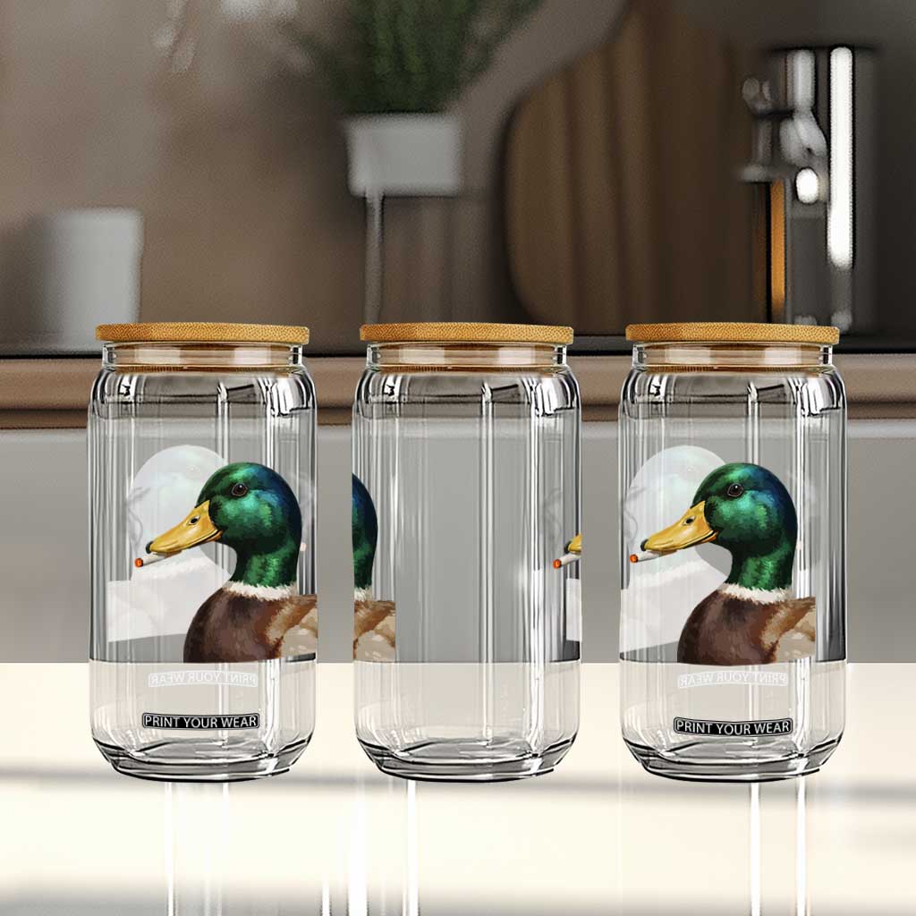 Smoking Mallard Meme Graphic Glass Can Chaotic Funny Wild Duck Attitude Viral Internet Humor TS02 Print Your Wear