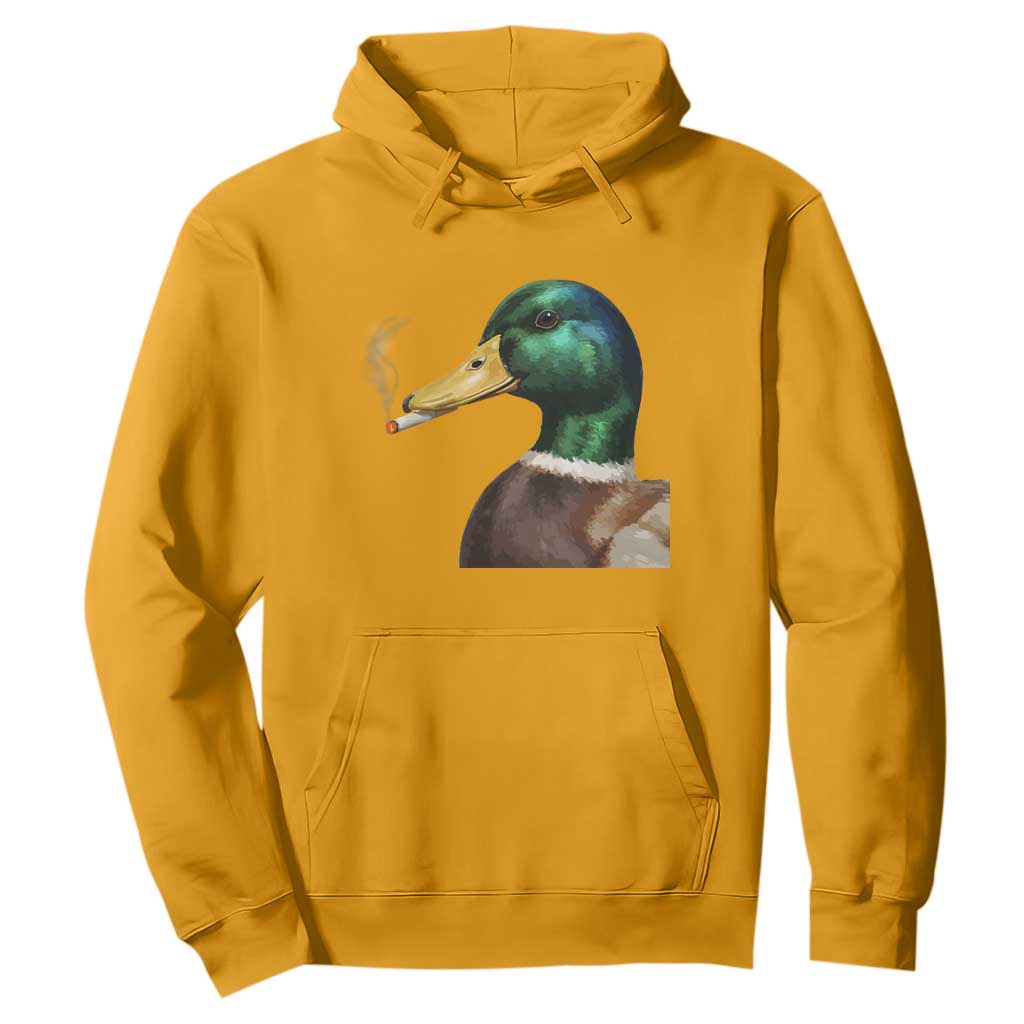 Smoking Mallard Meme Graphic Hoodie Chaotic Funny Wild Duck Attitude Viral Internet Humor TS02 Gold Print Your Wear