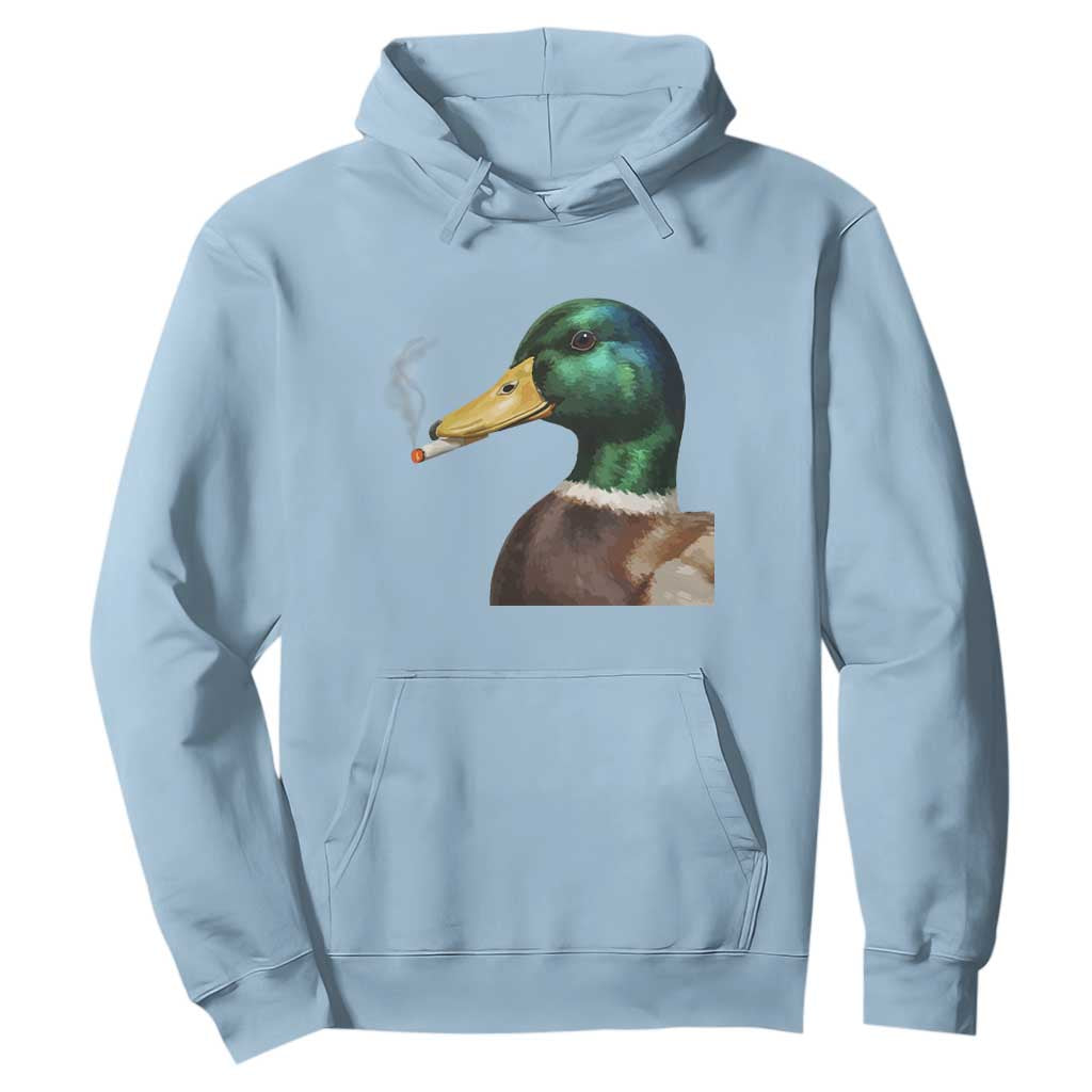 Smoking Mallard Meme Graphic Hoodie Chaotic Funny Wild Duck Attitude Viral Internet Humor TS02 Light Blue Print Your Wear