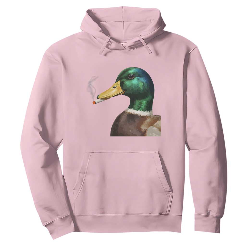 Smoking Mallard Meme Graphic Hoodie Chaotic Funny Wild Duck Attitude Viral Internet Humor TS02 Light Pink Print Your Wear