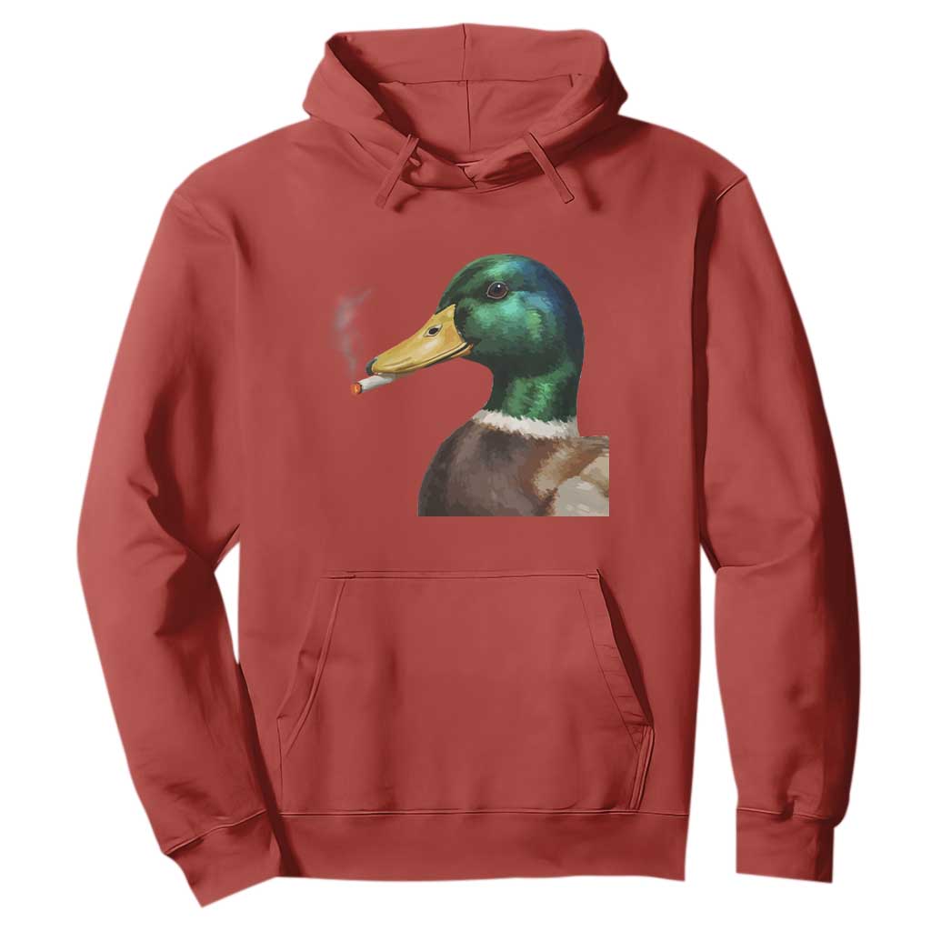 Smoking Mallard Meme Graphic Hoodie Chaotic Funny Wild Duck Attitude Viral Internet Humor TS02 Red Print Your Wear