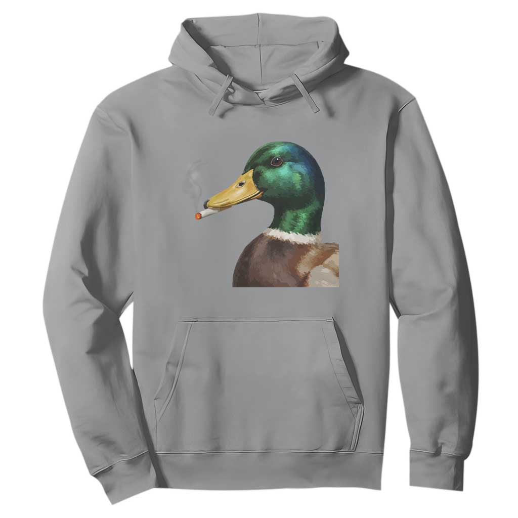 Smoking Mallard Meme Graphic Hoodie Chaotic Funny Wild Duck Attitude Viral Internet Humor TS02 Sport Gray Print Your Wear