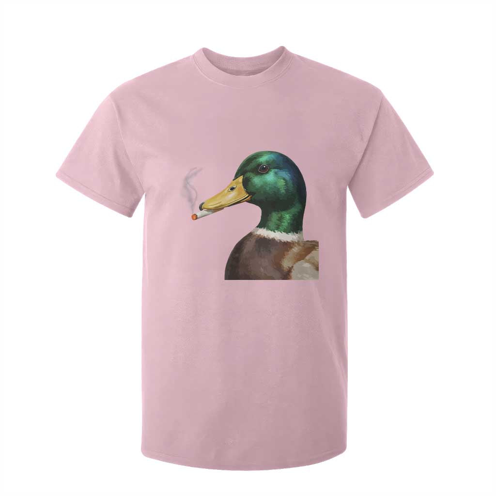 Smoking Mallard Meme Graphic T Shirt For Kid Chaotic Funny Wild Duck Attitude Viral Internet Humor TS02 Light Pink Print Your Wear