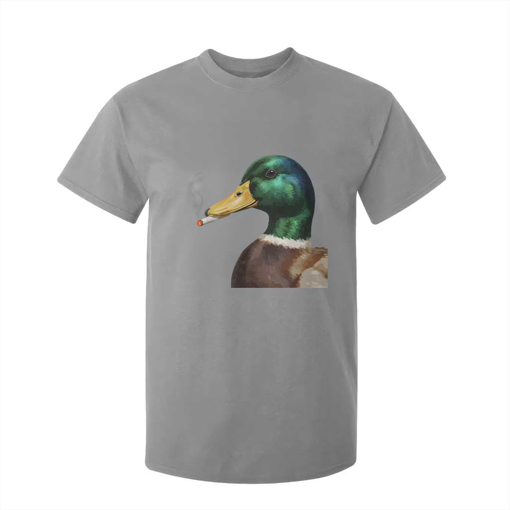 Smoking Mallard Meme Graphic T Shirt For Kid Chaotic Funny Wild Duck Attitude Viral Internet Humor TS02 Sport Gray Print Your Wear