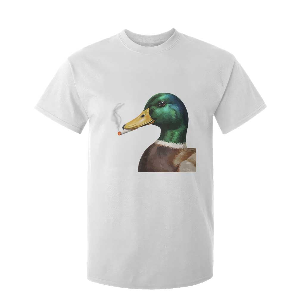Smoking Mallard Meme Graphic T Shirt For Kid Chaotic Funny Wild Duck Attitude Viral Internet Humor TS02 White Print Your Wear