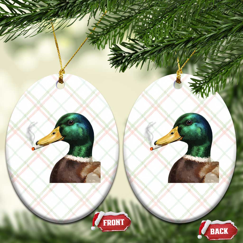 Smoking Mallard Meme Graphic Ceramic Ornament Chaotic Funny Wild Duck Attitude Viral Internet Humor TS02 Print Your Wear