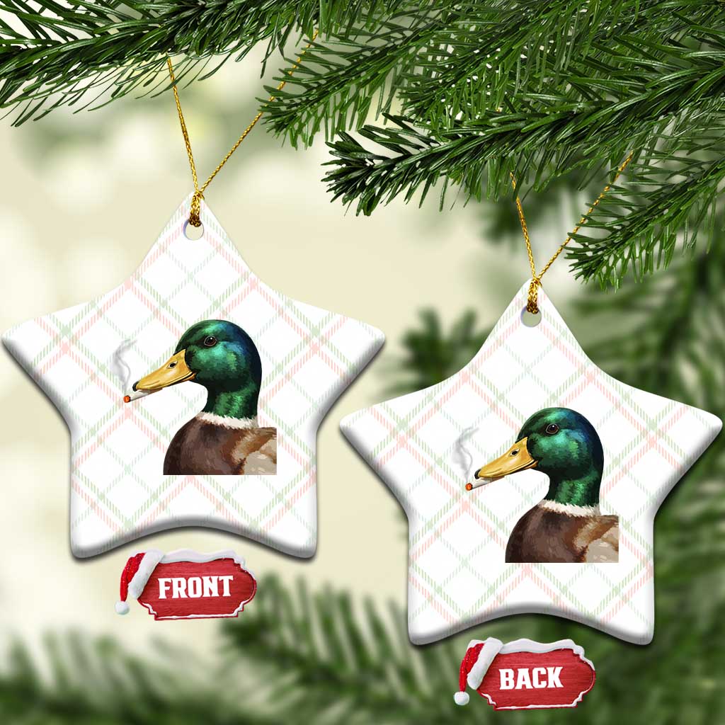 Smoking Mallard Meme Graphic Ceramic Ornament Chaotic Funny Wild Duck Attitude Viral Internet Humor TS02 Print Your Wear