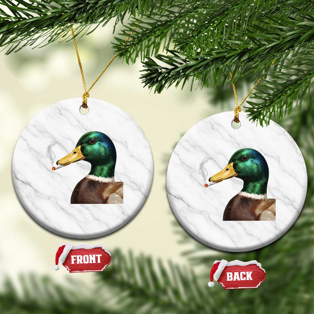 Smoking Mallard Meme Graphic Ceramic Ornament Chaotic Funny Wild Duck Attitude Viral Internet Humor TS02 1pc White Marble Print Your Wear