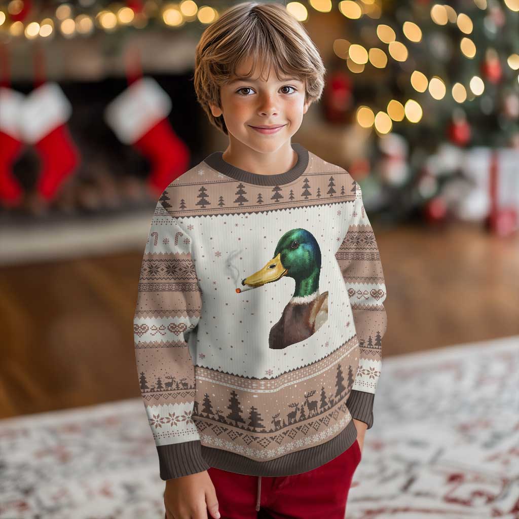 Smoking Mallard Meme Graphic Ugly Christmas Sweater Chaotic Funny Wild Duck Attitude Viral Internet Humor TS02 Mocha Mousse Print Your Wear