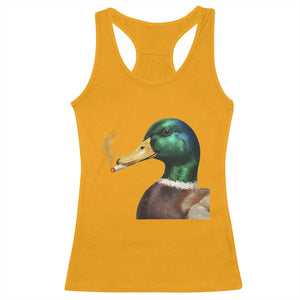 Smoking Mallard Meme Graphic Racerback Tank Top Chaotic Funny Wild Duck Attitude Viral Internet Humor TS02 Gold Print Your Wear