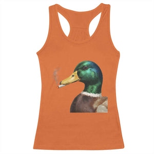 Smoking Mallard Meme Graphic Racerback Tank Top Chaotic Funny Wild Duck Attitude Viral Internet Humor TS02 Orange Print Your Wear