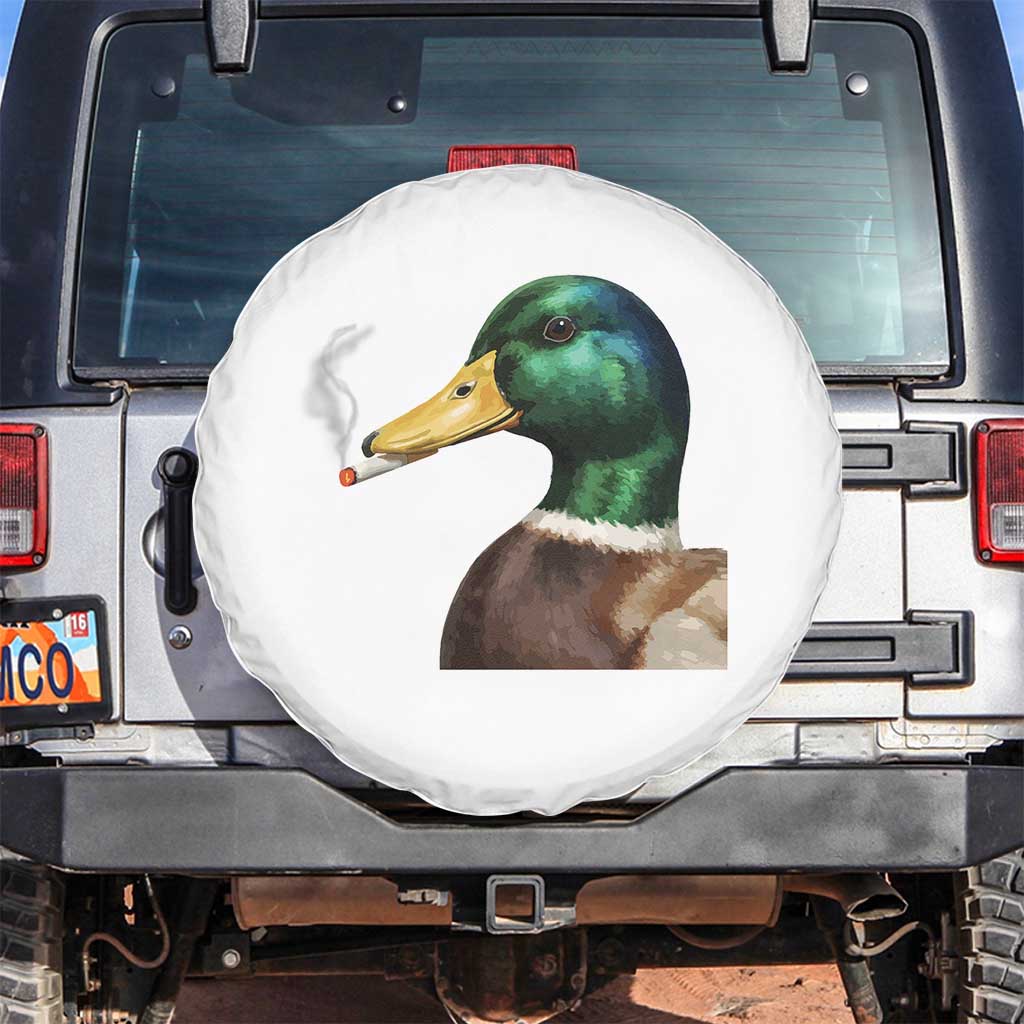 Smoking Mallard Meme Graphic Spare Tire Cover Chaotic Funny Wild Duck Attitude Viral Internet Humor TS02 No hole White Print Your Wear