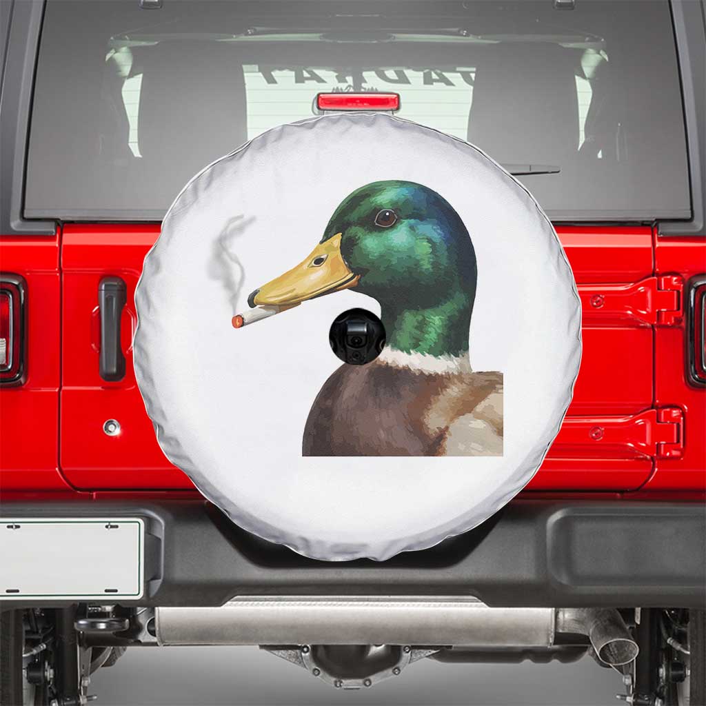 Smoking Mallard Meme Graphic Spare Tire Cover Chaotic Funny Wild Duck Attitude Viral Internet Humor TS02 White Print Your Wear