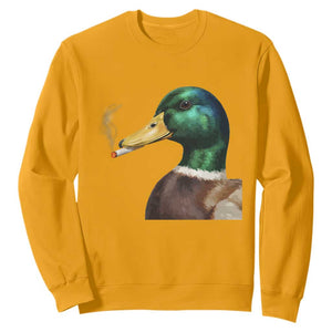 Smoking Mallard Meme Graphic Sweatshirt Chaotic Funny Wild Duck Attitude Viral Internet Humor TS02 Gold Print Your Wear