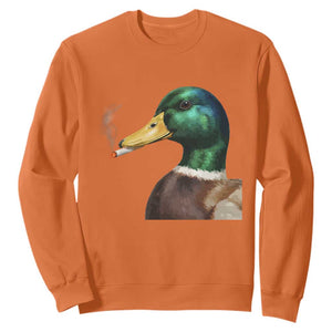 Smoking Mallard Meme Graphic Sweatshirt Chaotic Funny Wild Duck Attitude Viral Internet Humor TS02 Orange Print Your Wear