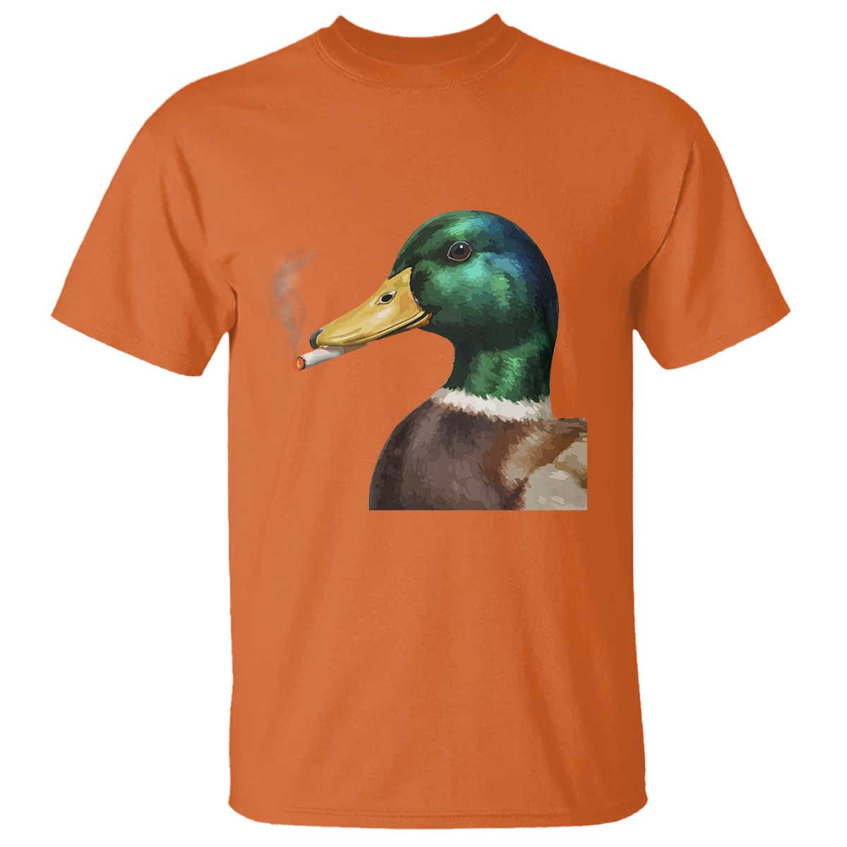 Smoking Mallard Meme Graphic T Shirt Chaotic Funny Wild Duck Attitude Viral Internet Humor TS02 Orange Print Your Wear