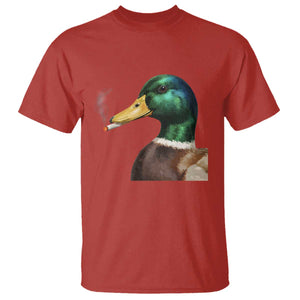Smoking Mallard Meme Graphic T Shirt Chaotic Funny Wild Duck Attitude Viral Internet Humor TS02 Red Print Your Wear