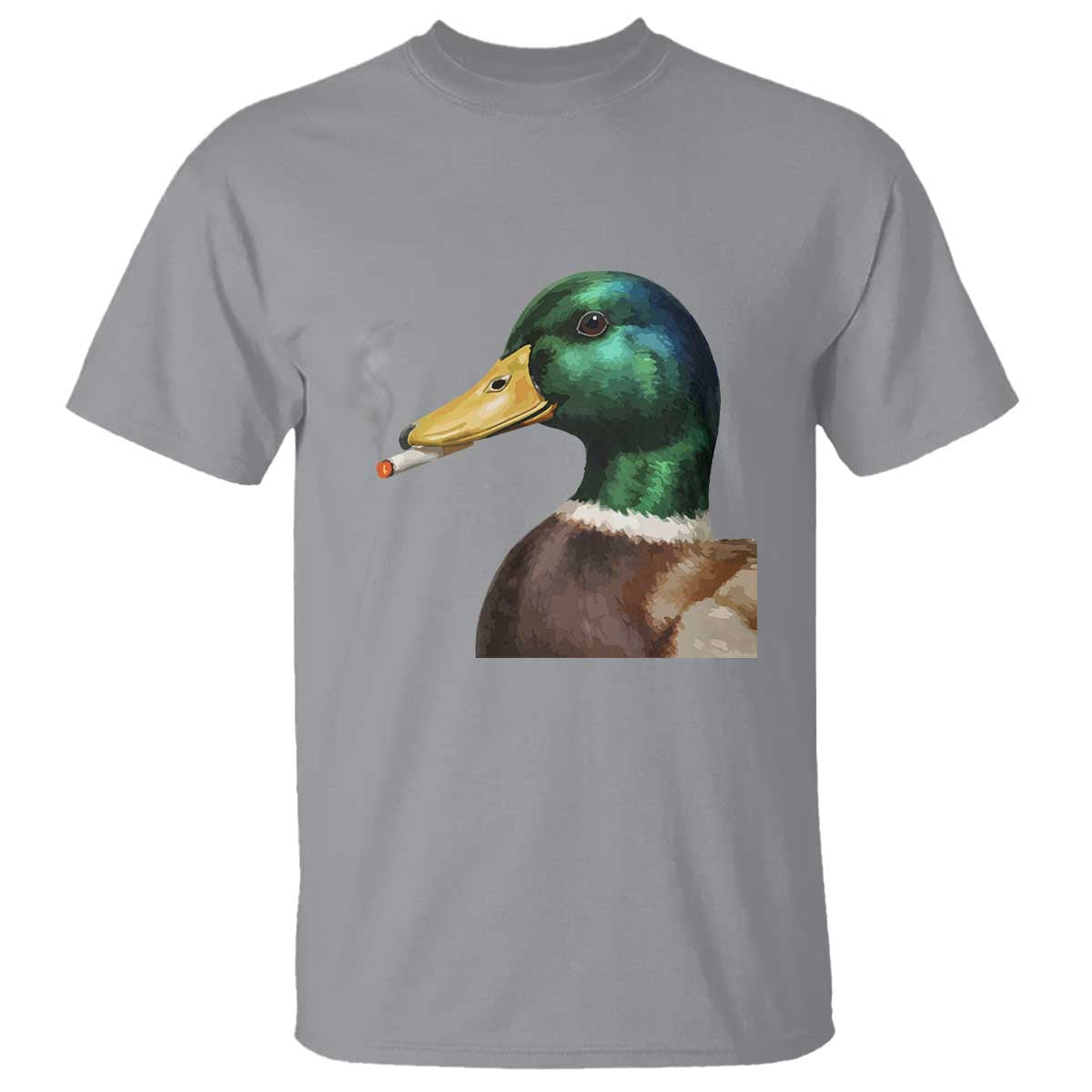 Smoking Mallard Meme Graphic T Shirt Chaotic Funny Wild Duck Attitude Viral Internet Humor TS02 Sport Gray Print Your Wear