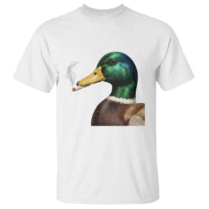 Smoking Mallard Meme Graphic T Shirt Chaotic Funny Wild Duck Attitude Viral Internet Humor TS02 White Print Your Wear