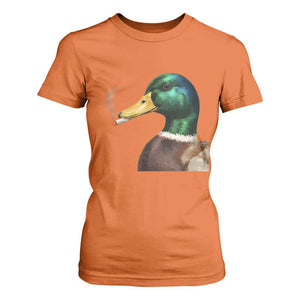 Smoking Mallard Meme Graphic T Shirt For Women Chaotic Funny Wild Duck Attitude Viral Internet Humor TS02 Orange Print Your Wear