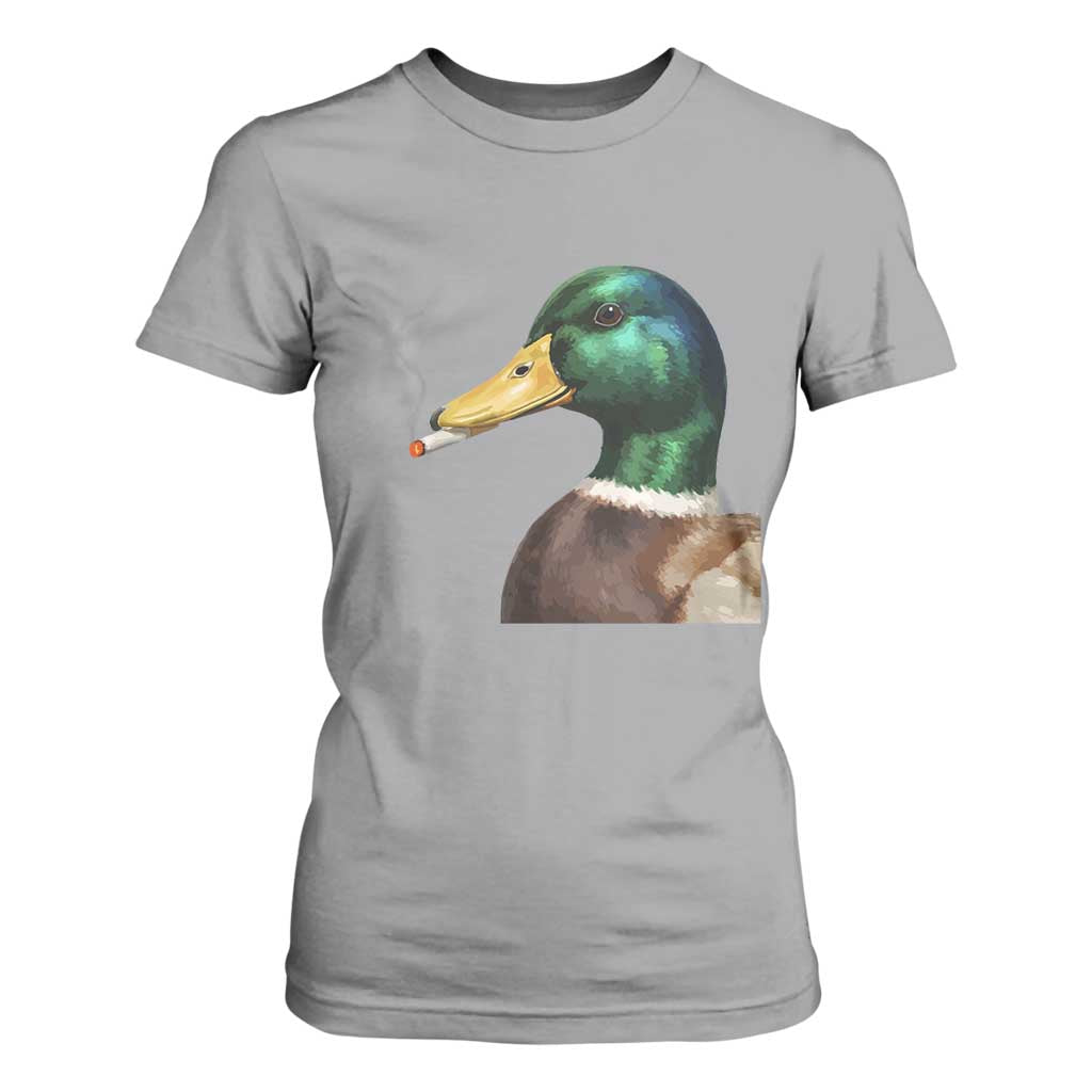 Smoking Mallard Meme Graphic T Shirt For Women Chaotic Funny Wild Duck Attitude Viral Internet Humor TS02 Sport Gray Print Your Wear