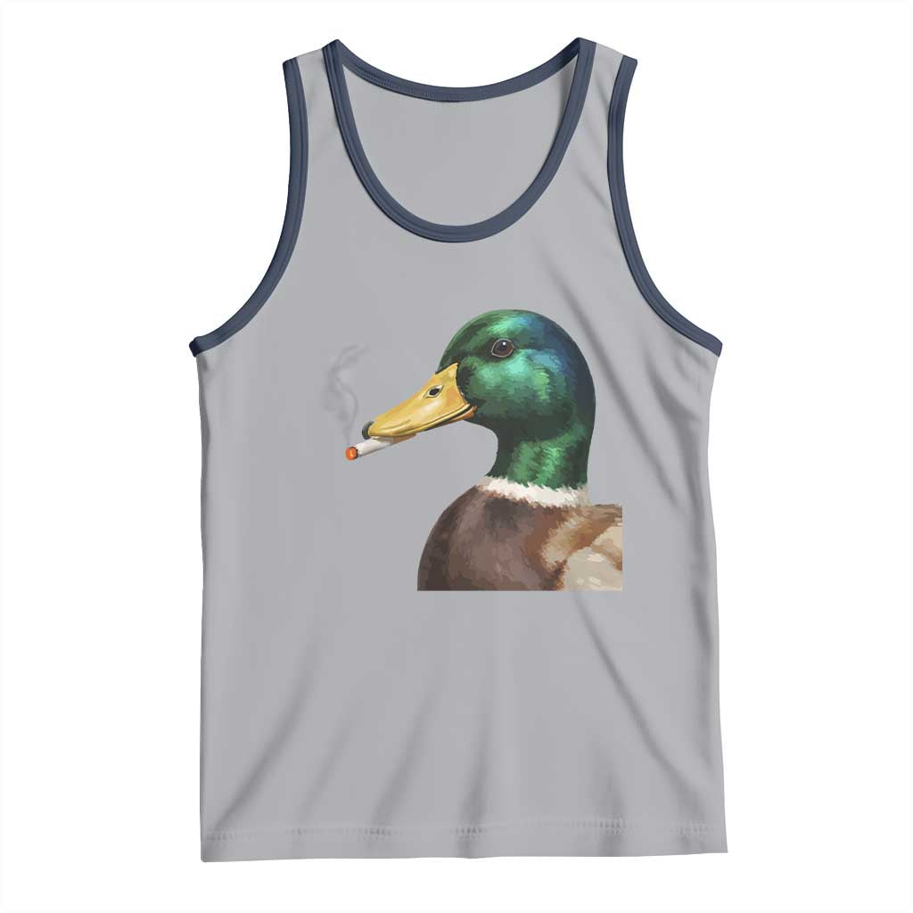 Smoking Mallard Meme Graphic Tank Top Chaotic Funny Wild Duck Attitude Viral Internet Humor TS02 Athletic Heather Navy Print Your Wear