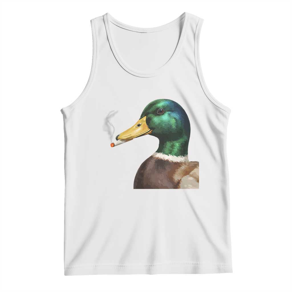 Smoking Mallard Meme Graphic Tank Top Chaotic Funny Wild Duck Attitude Viral Internet Humor TS02 White Print Your Wear