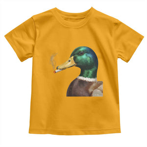 Smoking Mallard Meme Graphic Toddler T Shirt Chaotic Funny Wild Duck Attitude Viral Internet Humor TS02 Gold Print Your Wear