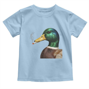 Smoking Mallard Meme Graphic Toddler T Shirt Chaotic Funny Wild Duck Attitude Viral Internet Humor TS02 Light Blue Print Your Wear