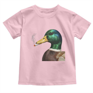 Smoking Mallard Meme Graphic Toddler T Shirt Chaotic Funny Wild Duck Attitude Viral Internet Humor TS02 Light Pink Print Your Wear