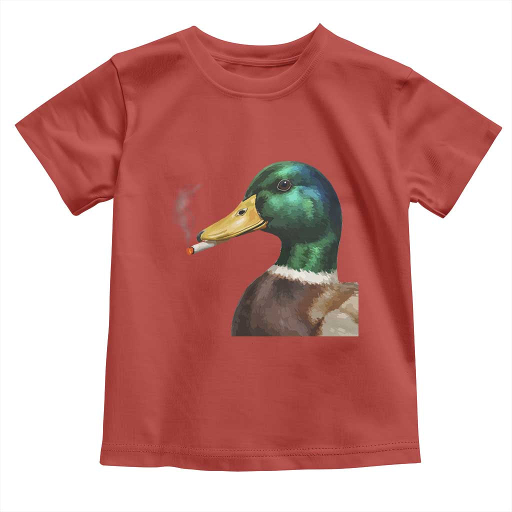 Smoking Mallard Meme Graphic Toddler T Shirt Chaotic Funny Wild Duck Attitude Viral Internet Humor TS02 Red Print Your Wear