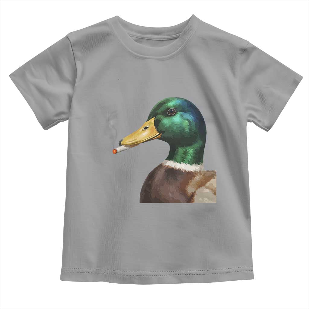 Smoking Mallard Meme Graphic Toddler T Shirt Chaotic Funny Wild Duck Attitude Viral Internet Humor TS02 Sport Gray Print Your Wear