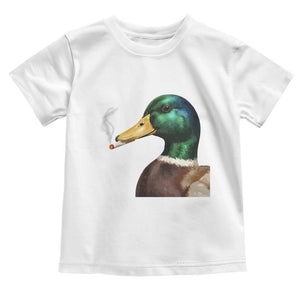 Smoking Mallard Meme Graphic Toddler T Shirt Chaotic Funny Wild Duck Attitude Viral Internet Humor TS02 White Print Your Wear