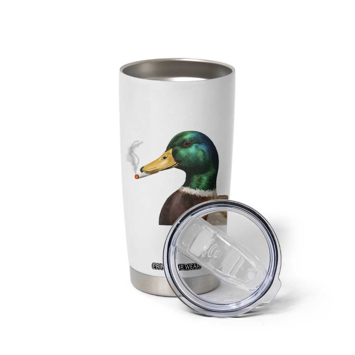 Smoking Mallard Meme Graphic Tumbler Cup Chaotic Funny Wild Duck Attitude Viral Internet Humor TS02 Print Your Wear