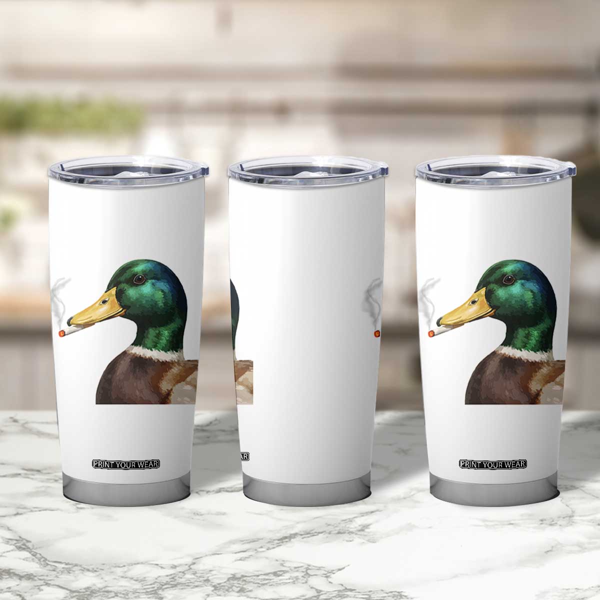 Smoking Mallard Meme Graphic Tumbler Cup Chaotic Funny Wild Duck Attitude Viral Internet Humor TS02 Print Your Wear