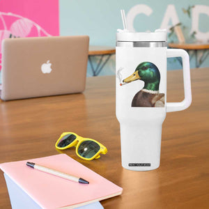 Smoking Mallard Meme Graphic Tumbler With Handle Chaotic Funny Wild Duck Attitude Viral Internet Humor TS02 Print Your Wear
