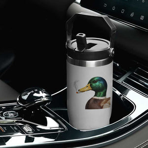 Smoking Mallard Meme Graphic Flip Straw Tumbler Chaotic Funny Wild Duck Attitude Viral Internet Humor TS02 Print Your Wear