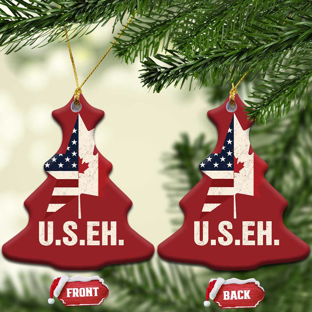 Funny American Canadan Christmas Ornament US EH Canada Maple Leaf America Star Flag TS02 Christmas Tree Red Print Your Wear