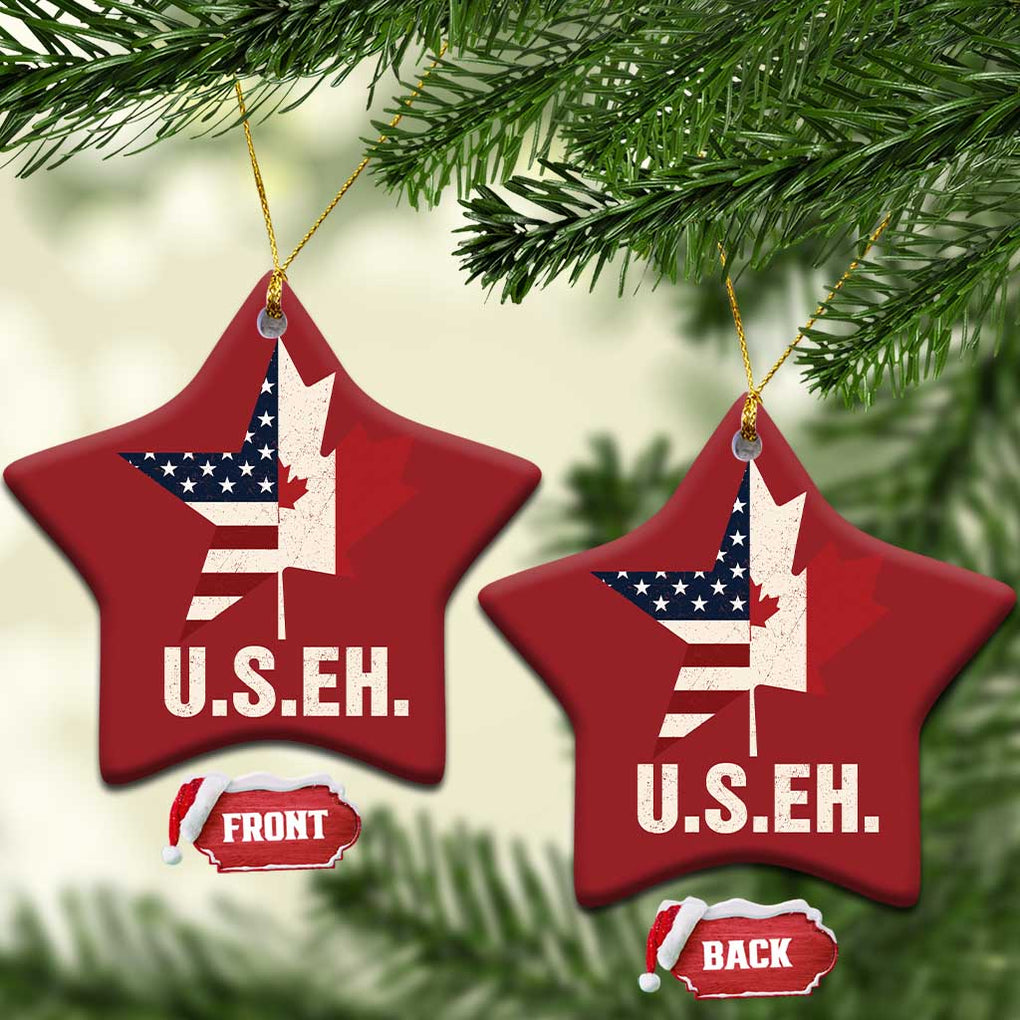 Funny American Canadan Christmas Ornament US EH Canada Maple Leaf America Star Flag TS02 Star Red Print Your Wear