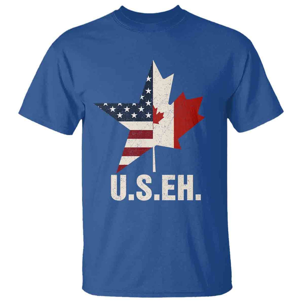 Funny American Canadan T Shirt US EH Canada Maple Leaf America Star Flag TS02 Royal Blue Print Your Wear