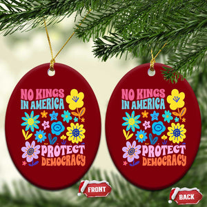 No Kings in America Protect Democracy Ceramic Ornament Colorful Flowers Patriotic Feminists TS02 Print Your Wear