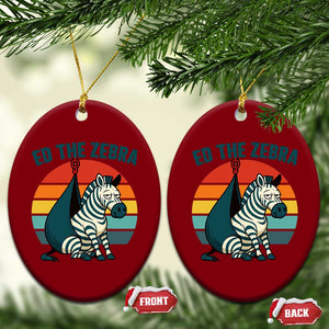 Retro Ed the Zebra Meme Ceramic Ornament Funny Viral Escape Animal Helicopter Rescue TS02 Print Your Wear