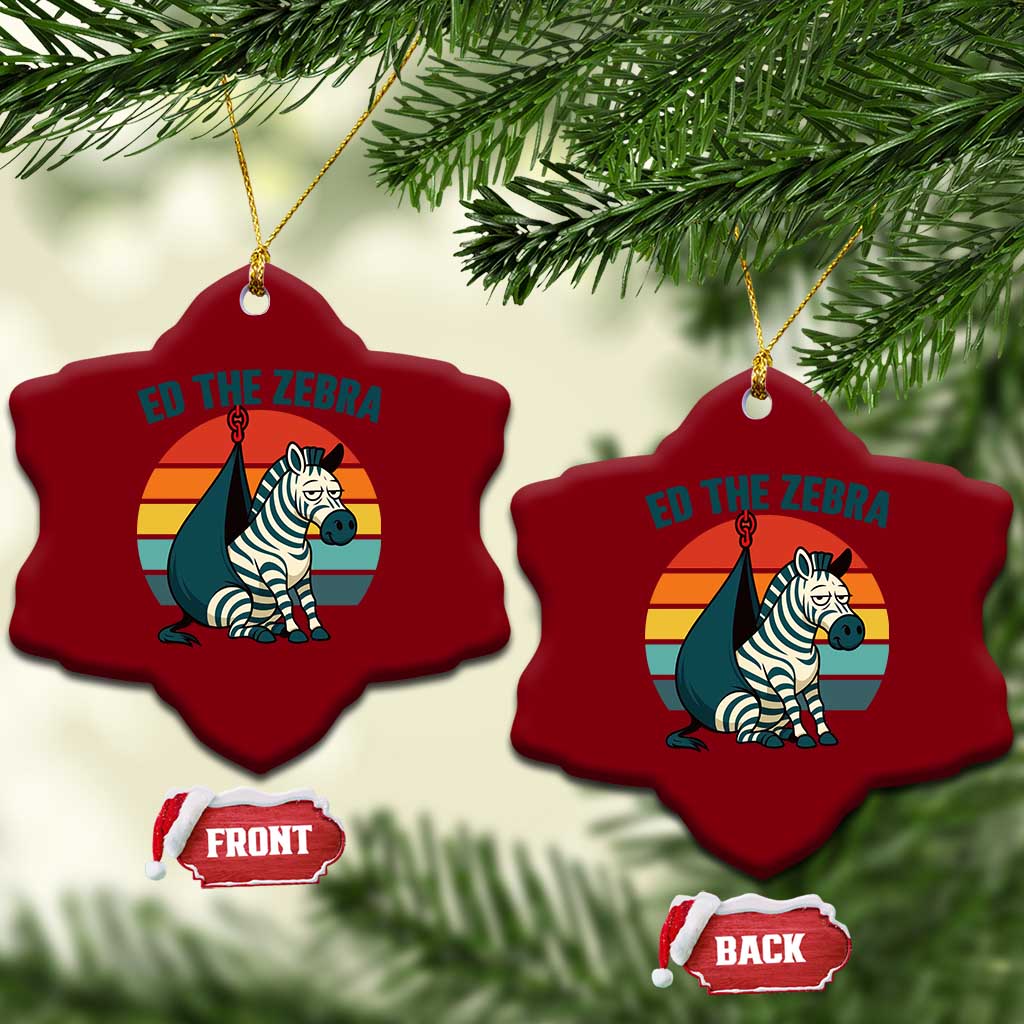 Retro Ed the Zebra Meme Ceramic Ornament Funny Viral Escape Animal Helicopter Rescue TS02 Print Your Wear