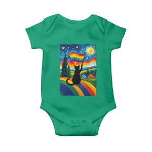 Whimsical Black Cat Pride Flag Baby Onesie Colorful LGBTQ Rainbow TS02 Irish Green Print Your Wear