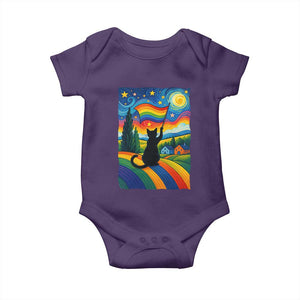 Whimsical Black Cat Pride Flag Baby Onesie Colorful LGBTQ Rainbow TS02 Purple Print Your Wear