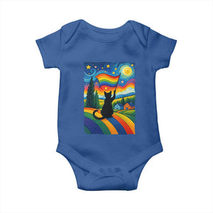 Whimsical Black Cat Pride Flag Baby Onesie Colorful LGBTQ Rainbow TS02 Royal Blue Print Your Wear