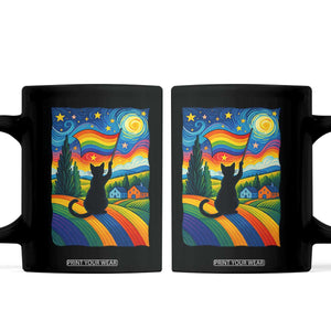 Whimsical Black Cat Pride Flag Coffee Mug Colorful LGBTQ Rainbow TS02 Black Print Your Wear